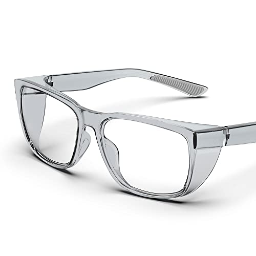 DILANCO Clear Safety Glasses Goggles With Side Shields for Women Men,Fog & Scratch-Resistant Complete UV Protection Eyewear - color: Grey