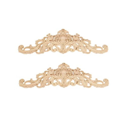 2Pcs Wood Carved Appliques Long Wooden Carving Onlays Furniture Decals - color: 2-pack, size: 15.75 x 4.33 inches