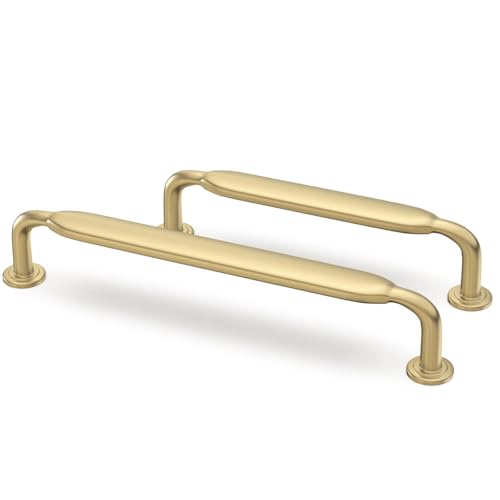 10 Pack 3-3/4 inch Brushed Gold Kitchen Cabinet Handles - color: Brushed Gold, size: 3-3/4'' Hole Center(96mm)