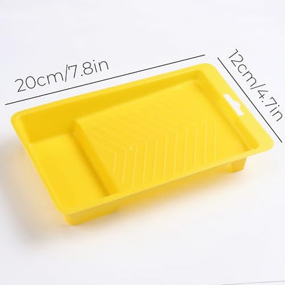 2" Roller Paint Tray Set, 11Pcs Reusable Yellow Tray with 10 Disposable Liners, Non-Stick Kit for Mini Painting, Touch-Up & DIY Home Decor