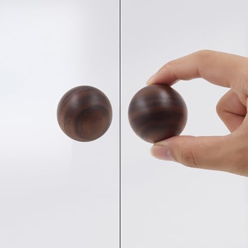 Wood Ball Drawer Knob,ULIFESTAR Unfinished Black Walnut Wood Ball Dresser Knobs,2PCS Wood Furniture Knobs,Wood Ball Pull Handle for Cabinets Wardrobe Cupboard Bookshelf Armoire Desk(4*4cm/1.57*1.57") - size: 4*4cm/1.57*1.57" Black Walnut