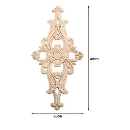 2Pcs Wood Carved Appliques Central Wooden Carving Onlays Furniture Decals - size: 2-Pack, 16 x 8 inches