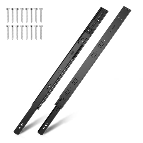 22 Inch Heavy Duty Soft Close Drawer Slides (1 Pair)，Metal Heavy Duty Ball Bearing and Full Extension Cabinet Drawer Slides - 200 LB Capacity, Made of Cold-Rolled Steel.（Black） - color: 1pair 22 Inch Drawer Slides (black)