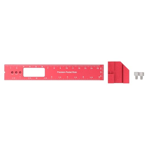 6 Inch Woodworking Sliding Ruler, Adjustable Aluminum Alloy Pocket Ruler, T Type Scribing with Dual Inch & Metric Scales, Ideal for Marking, Locating & Measuring