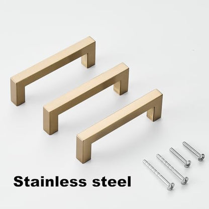 20 Pack Kitchen Cabinet Handles 3 3/4 Inch Champagne Square Cabinet Pulls Drawer Pulls Bronze Cupboard Handles Modern Stainless Steel Kitchen Cabinet Hardware - color: Champagne, size: 3.75 inch hole centers