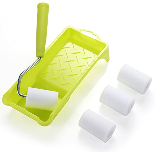 Paint Roller 2 Inch,High-Density Foam Roller with Frame,Tray,Mini Paint Roller Refills, Small Sponge Roller Painting Supplies for Smaller DIY Stenciling Projects(Pack of 6) - size: 2 inch Foam Roller Set