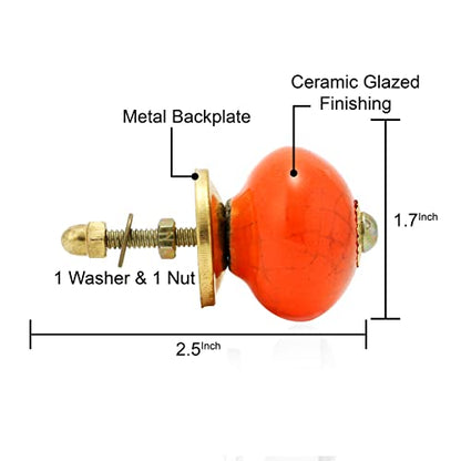 Dresser Knobs - Countryside Boho Handmade Ceramic Drawer Pulls Kitchen Cabinets Cupboard Wardrobe Handle Furniture Hardware - Orange - Pack of 4 - color: Orange