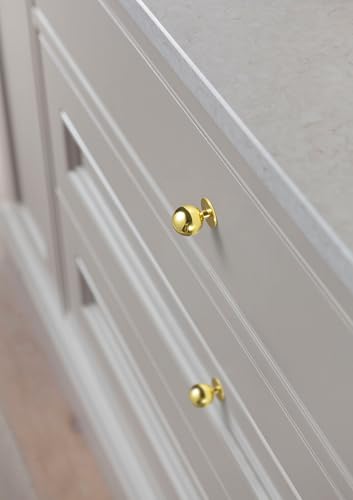 Polished Gold Cabinet Knobs, 1 Inch, Set of 12, Modern Zinc Alloy Round Design for Drawers, Dressers, Vanities - color: Polished Gold, size: 1" Diameter