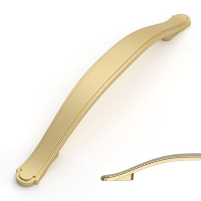Amerdeco 10 Pack Brushed Gold Cabinet Pulls 5 Inch(128mm) Hole Center Drawer Pulls Cabinet Hardware Kitchen Cabinet Handles for Bathroom Dresser Pulls ZH0068 - color: Brushed Gold, size: 5"/128MM Hole Center