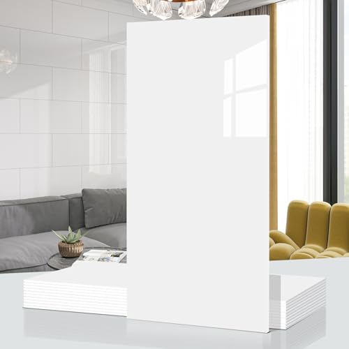 Marble Peel and Stick Backsplash 23.6 x11.8 in, 10PCS - color: Pure White