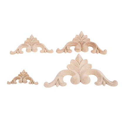 8Pcs Wood Carved Appliques Onlays Small Corner Carving Decals for Furniture - size: 6x6cm/2.36"x2.36"