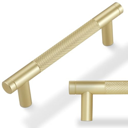 10 Pack 3.75 Inch Brushed Brass Kitchen Cabinet Handles - color: Brushed Brass, size: 3-3/4'' Hole Center(96mm)