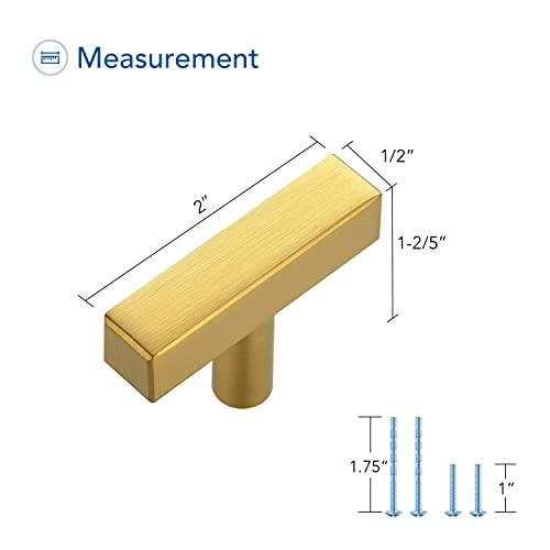 Ravinte Gold Cabinet Handles 2 Inch 20 Pack, Square Cabinet Pulls - size: 2 Inch Total Length