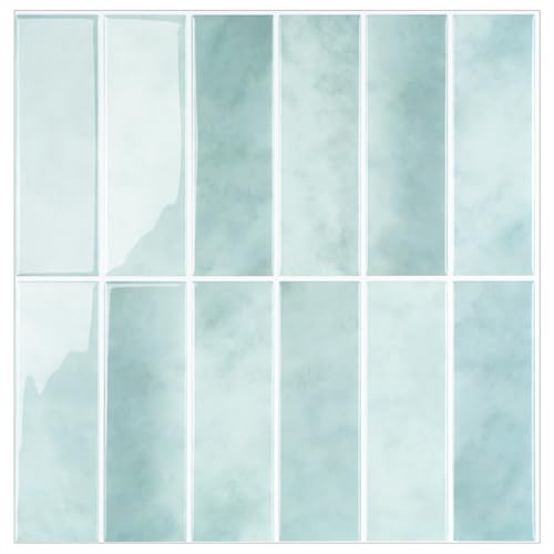 Peel and Stick Tile，New Upgrade Thicker Design Self Adhesive 12" x 12" Large Premium Peel and Stick Backsplash for Kitchen (Mint Green). - color: Mint Green