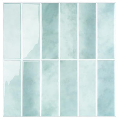 Peel and Stick Tile，New Upgrade Thicker Design Self Adhesive 12" x 12" Large Premium Peel and Stick Backsplash for Kitchen (Mint Green). - color: Mint Green