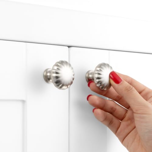 Brushed Nickel Cabinet Knobs Round Cabinet Pulls 10 Pack 2510 - color: Brushed Nickel, size: Single Hole