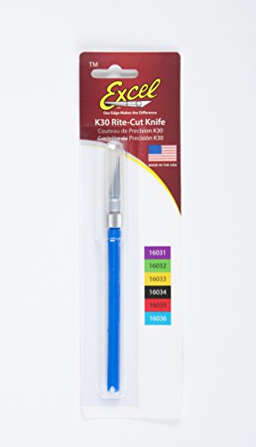 Excel Blades K30 Hobby Knife with Hexagonal Anti Roll Design, American Made Light Weight Craft Knife (Blue) - color: Blue
