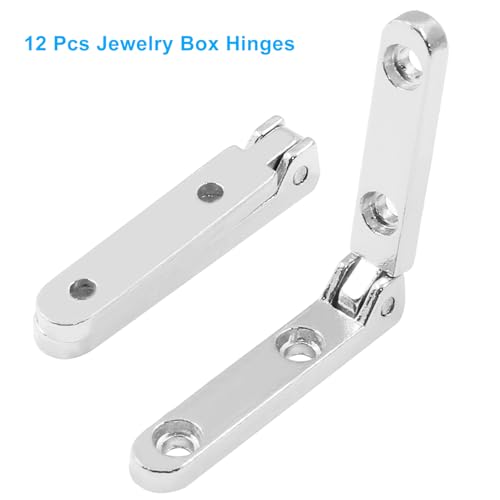 12 Pcs Jewelry Box Hinges, Silver - color: Silver