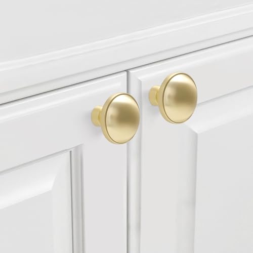 10 Pack Kitchen Cabinet Knobs Brushed Brass Cabinet Knobs Gold Drawer Knobs Solid Kitchen Hardware - color: Brushed Brass, size: 1-1/4'' Diameter(32mm)