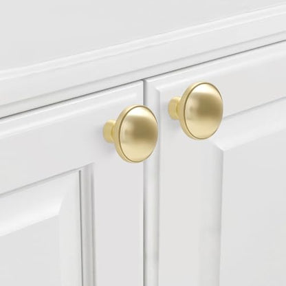 10 Pack Kitchen Cabinet Knobs Brushed Brass Cabinet Knobs Gold Drawer Knobs Solid Kitchen Hardware - color: Brushed Brass, size: 1-1/4'' Diameter(32mm)