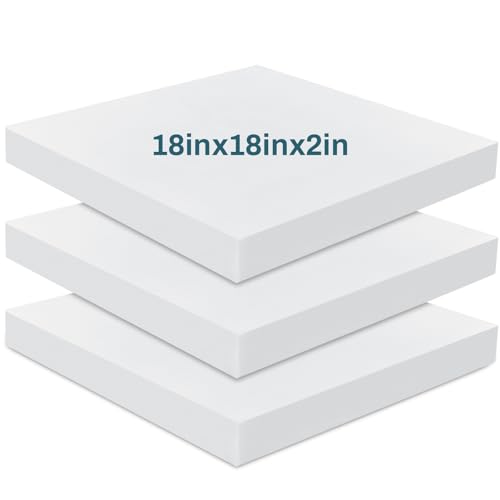 Frienda 3 Pack 2" x 18" x 18" Upholstery High Density Foam Cushion - size: 2 x 18 x 18 Inch