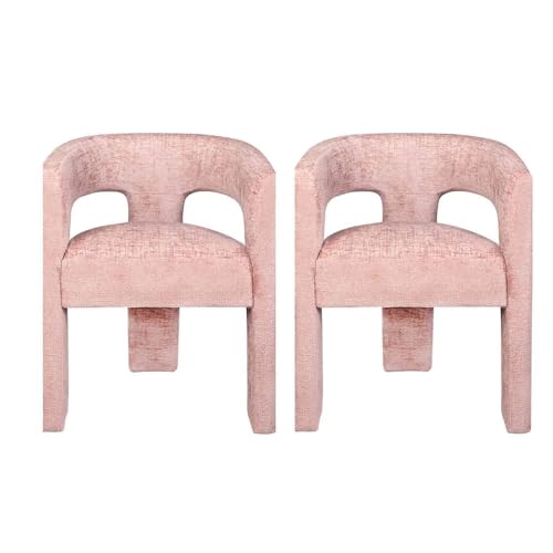 Jofran Gwen Jacquard Upholstered Accent Chair, Modern Luxury Plush Sculptural Armchair for Dining Room or Living Room, Chairs Living Room, Pink, Set of 2 - color: Pink, size: Set of 2