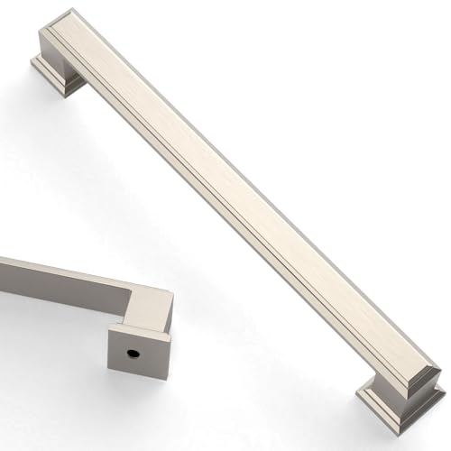 Asidrama 10 Pack 6.3 inch Brushed Satin Nickel Kitchen Cabinet Handles - color: Brushed Satin Nickel, size: 6.3" Hole Center(160mm)