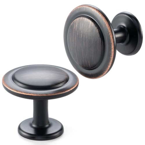 Oil Rubbed Bronze Cabinet Knobs Round Kitchen Pulls 10 Pack 8222 - color: Oil Rubbed Bronze, size: 1-1/4 Inches, style: 10 Pack Round Knob
