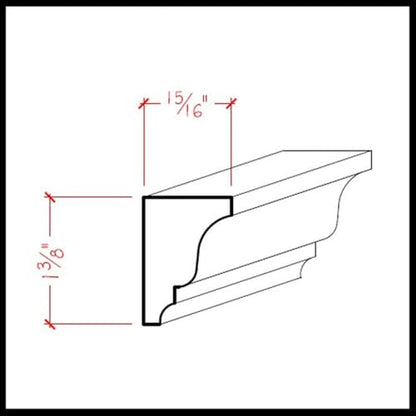 EWSC16 Solid Crown 1-3/8" High x 1" Deep Moulding. Unfinished, Poplar, 42" - color: Poplar, size: 42 inches