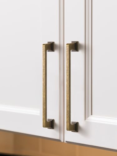 5 Pack Antique Brass Cabinet Pulls 5" Hole Center Retro Vintage Cabinet Handles Square Drawer Pulls Cupboard Kitchen Hardware - size: 5" Hole Center