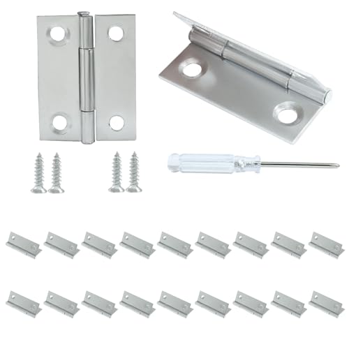 20 Pack 1.5 Inch Steel Butt Hinge, with Screws Craft DIY - size: 1.5 Inch