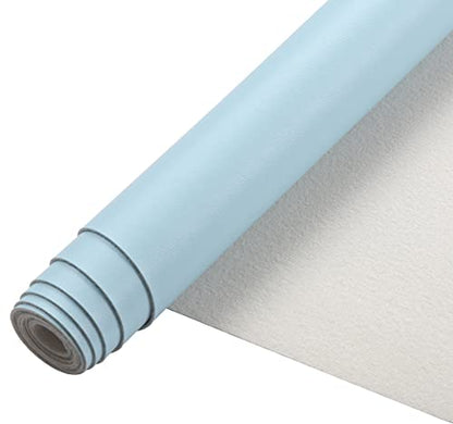 Picheng Smooth Faux Leather Sheets: 13.8"X53" Solid Soft Faux Leather Roll - color: Light Blue
