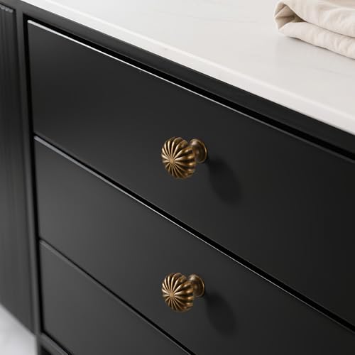 Antique Brass Cabinet Knobs，10 Pack Solid Drawer Pulls for Dressers - color: Antique Brass