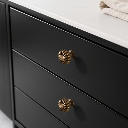 Antique Brass Cabinet Knobs，10 Pack Solid Drawer Pulls for Dressers - color: Antique Brass