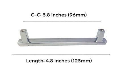 CAYBO 3.77 Inch (96mm) Gold Drawer and Cabinet Handle Set Unique Modern Kitchen Cabinet Pulls and Handles Chrome with White Trim, Pack of 5 - color: Chrome White, size: 5 Pack 3.77"/96mm