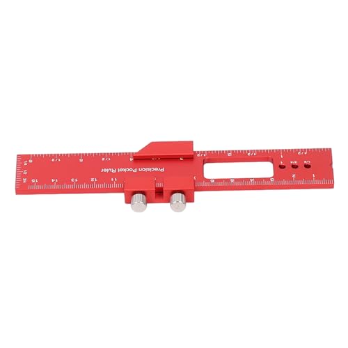 6 Inch Woodworking Sliding Ruler, Adjustable Aluminum Alloy Pocket Ruler, T Type Scribing with Dual Inch & Metric Scales, Ideal for Marking, Locating & Measuring