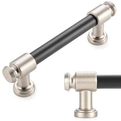 KOOFIZO 10 Pack 3-3/4 in Black & Nickel Cabinet Pulls, Drawer Handles P11 - color: Black + Brushed Nickel, size: 3-3/4" CC