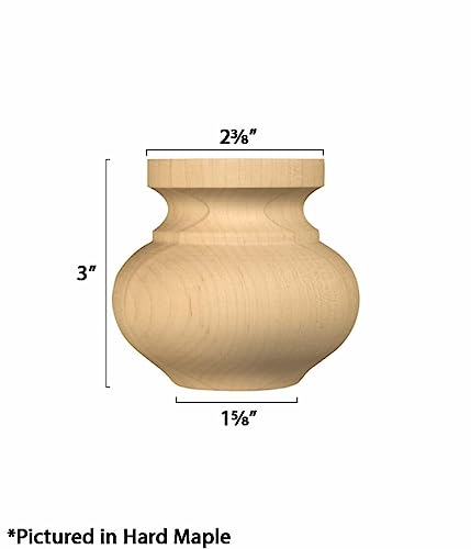 Osborne Medium Squat Round Bun Foot in Knotty Pine Wood (Set of Four), Replacement Furniture Feet for Ottoman, Couch, Sofa, Dresser, Storage Chest, Cabinet and More, Unfinished Wooden Furniture Feet