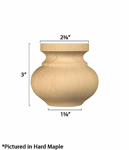 Osborne Medium Squat Round Bun Foot in Knotty Pine Wood (Set of Four), Replacement Furniture Feet for Ottoman, Couch, Sofa, Dresser, Storage Chest, Cabinet and More, Unfinished Wooden Furniture Feet