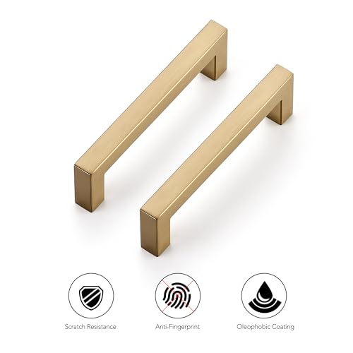Ravinte Champagne Bronze Square Pulls Cabinet Handles,4-1/2 Inch,30 Pack - color: Champagne Bronze, size: 4-1/2 Inch Hole Center