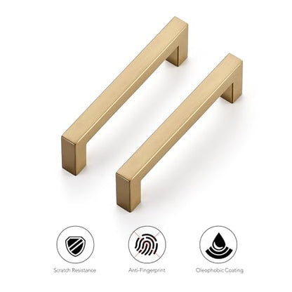 Ravinte Champagne Bronze Square Pulls Cabinet Handles,4-1/2 Inch,30 Pack - color: Champagne Bronze, size: 4-1/2 Inch Hole Center