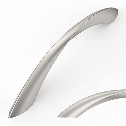 Amerdeco 10 Pack Brushed Satin Nickel 5 Inch(128mm) Hole Centers Kitchen Arch Twisted Cabinet Pulls Cabinet Hardware Kitchen Handles for Cabinets Cupboard Handles Drawer Pulls ZH0048 - color: Brushed Satin Nickel, size: 5"/128MM Hole Center