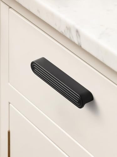 5 Pack Black Cabinet Pulls 5" Hole Center Drawer Pulls Circle Bathroom Dresser Handles Hardware Zinc Alloy - color: Black, size: 5 Inch Hole Centers