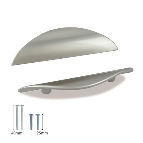 Primst 4 Pack Brushed Nickel Cabinet Pulls, Half Moon Drawer Handles Silver Cabinet Handles, Drawer Pulls, Kitchen Cupboard Handle, Cabinet Hardware 2-1/2in Hole Center(Silver,M-4PCS) - color: Silver, size: M-4PCS