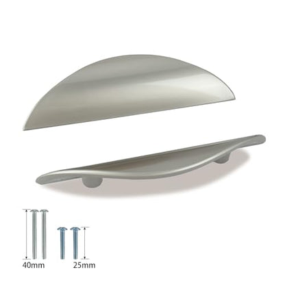 Primst 4 Pack Brushed Nickel Cabinet Pulls, Half Moon Drawer Handles Silver Cabinet Handles, Drawer Pulls, Kitchen Cupboard Handle, Cabinet Hardware 2-1/2in Hole Center(Silver,M-4PCS) - color: Silver, size: M-4PCS