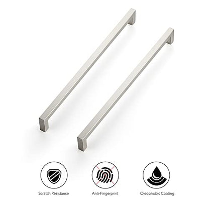 Ravinte Brushed Nickel Square Cabinet Handles & Pulls 12-3/5 Inch 10 Pack - size: 13 in (12-3/5 in Hole Center)