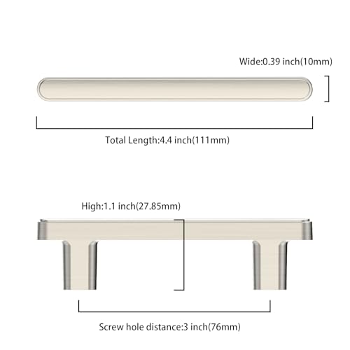 10 Pack 3 Inch(76mm) Kitchen Cabinet Handles Brushed Satin Nickel Cabinet Pulls Kitchen Cabinet Hardware Drawer Pulls for Cupboard Wardrobe - color: Brushed Satin Nickel, size: 3"/76MM Hole Center