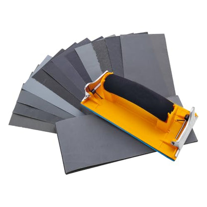 Sandpaper Holder, 36 Pcs Dry & Wet Sandpaper with 1 Pack Hand Sander - size: 1 Handsanders+36 Sandpaper