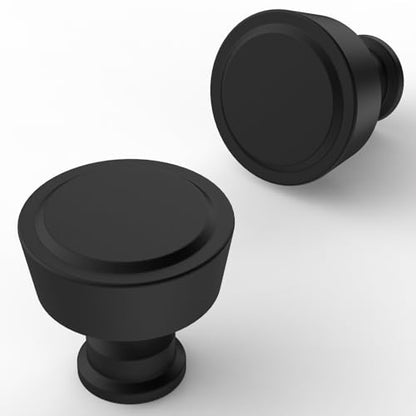 10 Pack Matte Black Cabinet Knobs 1-1/5 Inch(30mm) Single Hole Cabinet Pulls Round Kitchen Cabinet Knobs - color: Matte Black, size: Single Hole Knob