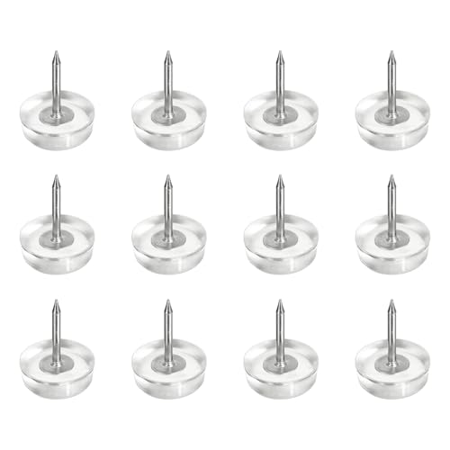 uxcell 12Pcs Furniture Sliders, 16mm Round Plastic Furniture Guides Nail-on Pads, Hardwood Floor Protectors for Chair, Table, Desk, Cabinet Leg, Transparent - size: 16mm